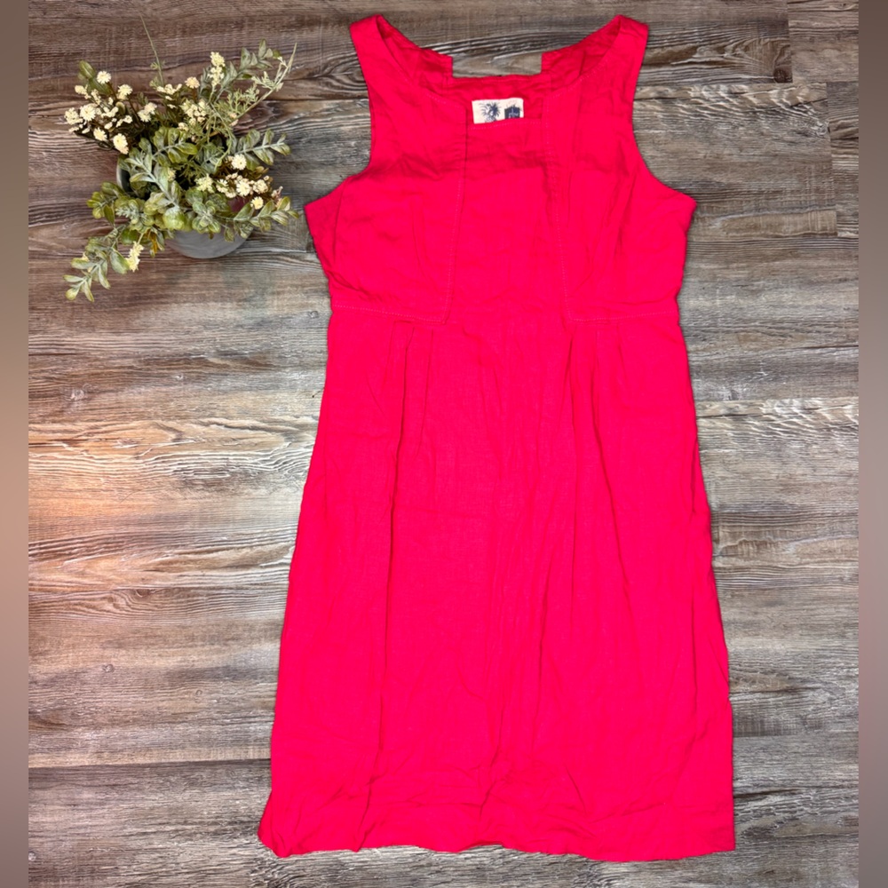 Edme and Esyllte Anthropologie Bright Pink Linen Blend Dress Size 8 Medium